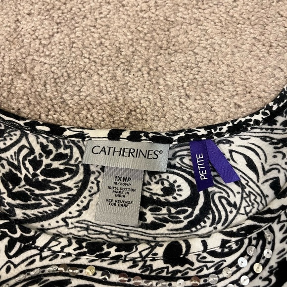 Catherines 3/4 Sleeve Paisley Print Top - Picture 7 of 8